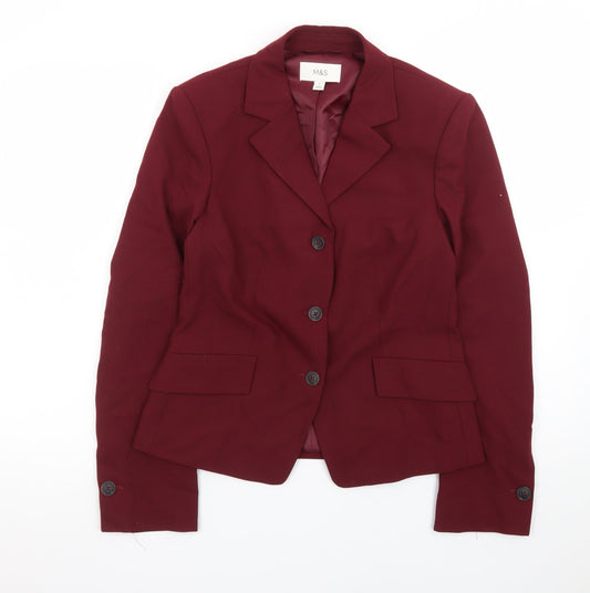 Marks and Spencer Womens Red Size 8 Single-Breasted Blazer