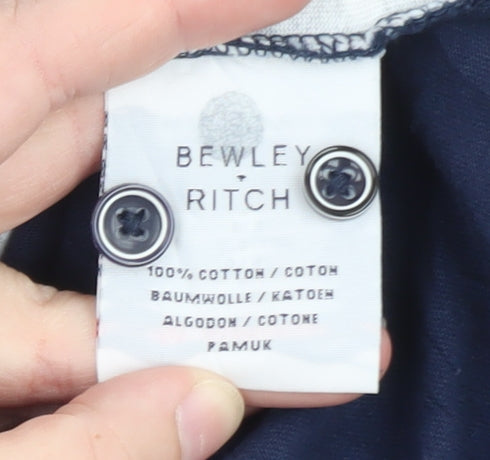 Bewley & Ritch Men's Blue Patterned XL Polo Shirt Short Sleeve Cotton