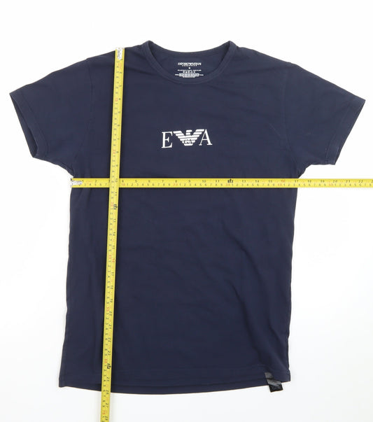 Emporio Armani Men's Blue Crew Neck Short Sleeve Designer T-Shirt M