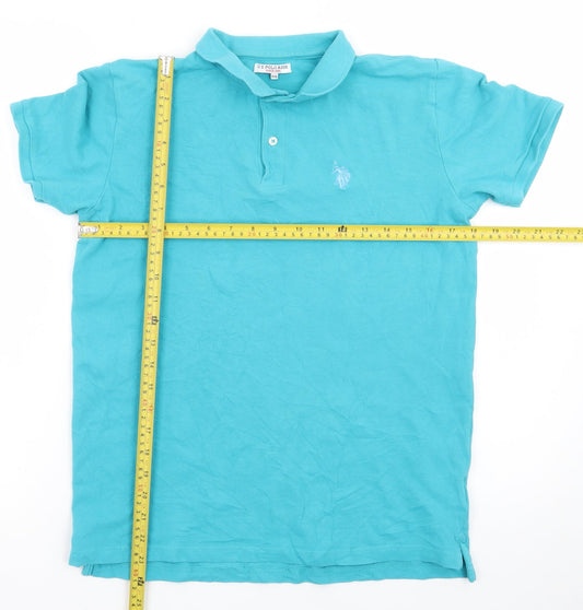 U.S. Polo Assn. Boys Blue 15-16 Years Cotton Short Sleeve Polo Shirt