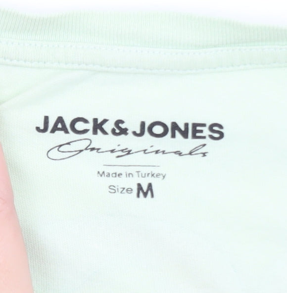 Jack & Jones Green Graphic Retro T-Shirt M Unisex Casual Summer Top