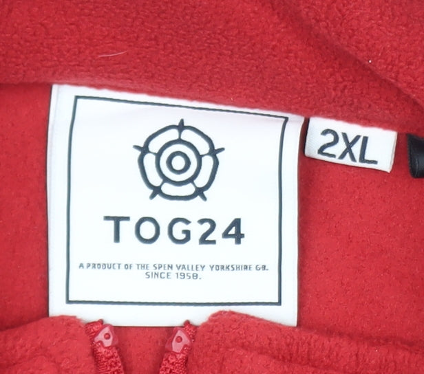 TOG24 Men's Red 2XL Fleece Full Zip Outdoor Jacket