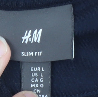 H&M Men’s Blue Slim Fit Bomber Jacket Size L Cotton Blend