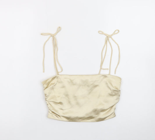 Zara Women’s Beige Satin Camisole Tank Top Size M