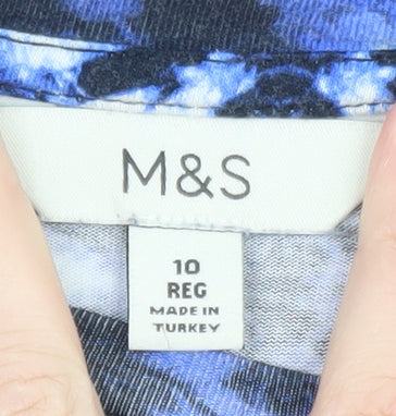 Marks and Spencer Womens Blue Tie Dye Midi A-Line Dress Size 10