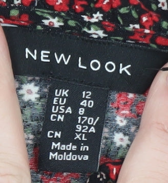 New Look Women's Multicoloured Floral Ruffle Blouse Size 12