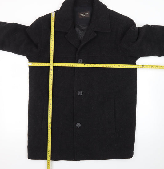 Dockers Men's Black Wool Blend Mid-Length Overcoat M