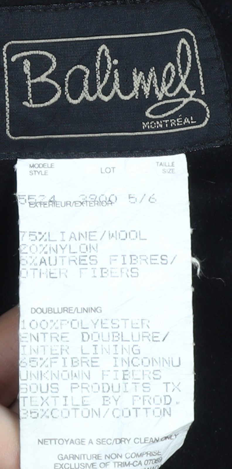 Balimel Women's Black Wool Overcoat Size 10 Long Vintage Lined