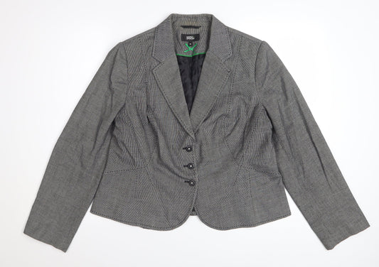 Marks and Spencer Women's Grey Check Blazer UK 18 Classic Fit
