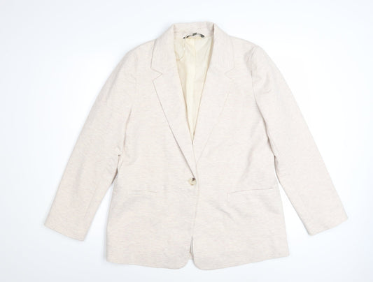 Bonmarché Women's Beige Size 14 Classic Single-Breasted Blazer