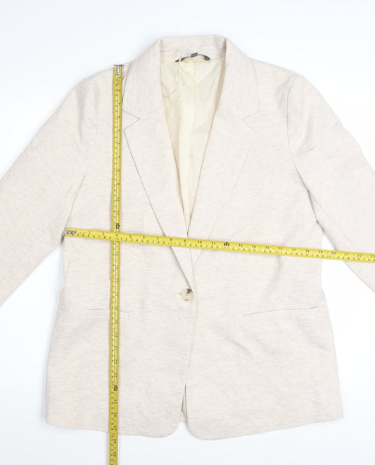 Bonmarché Women's Beige Size 14 Classic Single-Breasted Blazer