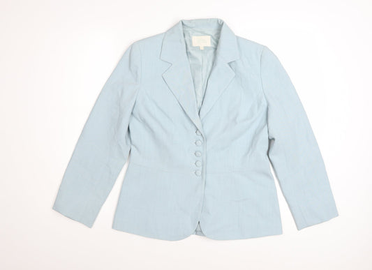 Marks and Spencer Women Blue Wool Blend Tailored Blazer Size 12