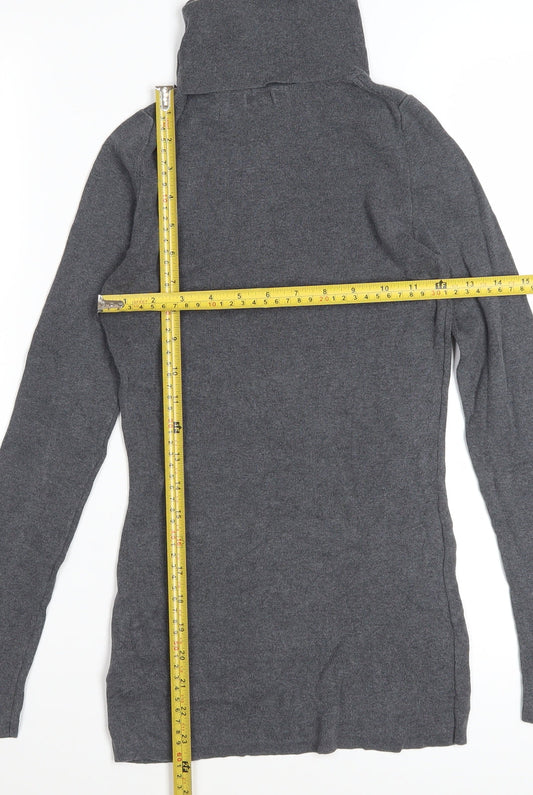 Jigsaw Women’s Grey Silk Cotton Roll Neck Jumper Size S