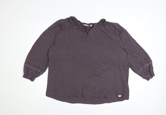 Fat Face Womens Purple 3/4 Sleeve V-Neck Tunic Blouse Size 18