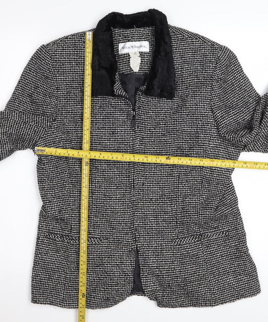 Norton McNaughton Women's Black Tweed Faux Fur Collar Blazer Size 12