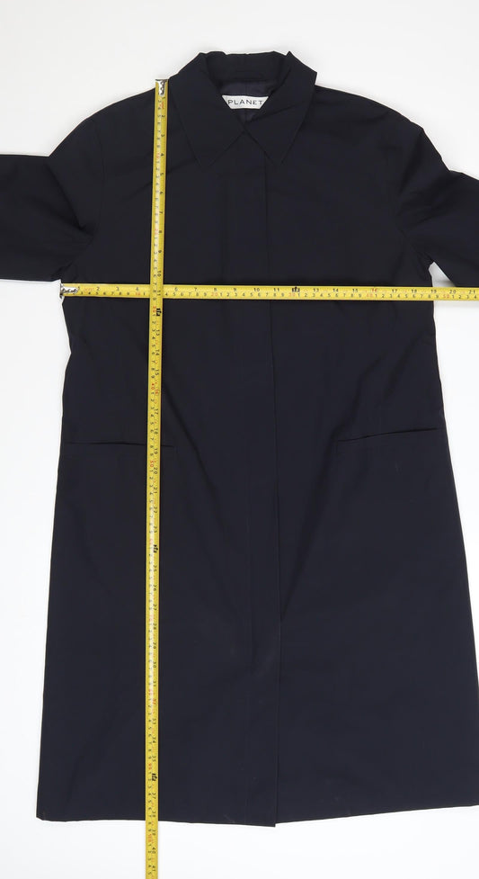 Planet Women's Black Long Trench Coat Size 8 Regular Fit
