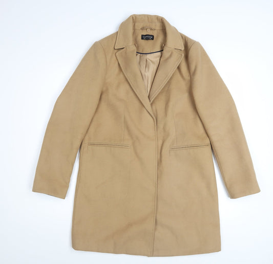 Topshop Women's Beige Mid-Length Overcoat Size 8 Classic Style
