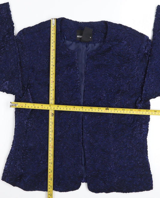 Positive Attitude Women's Blue Petite Textured Blazer Jacket Size 10
