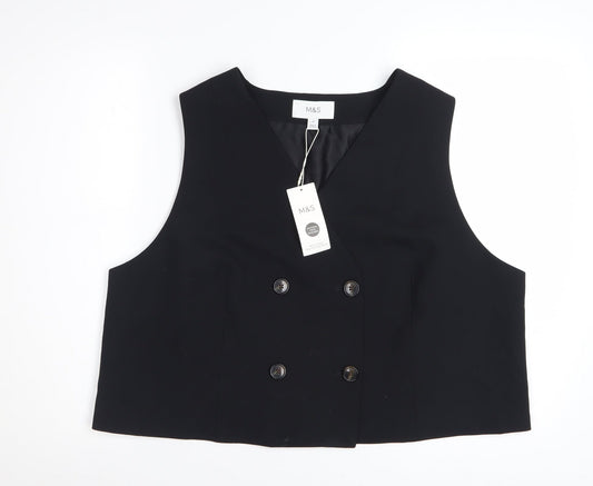 Marks and Spencer Women's Black Double-Breasted Tuxedo Waistcoat Size 22