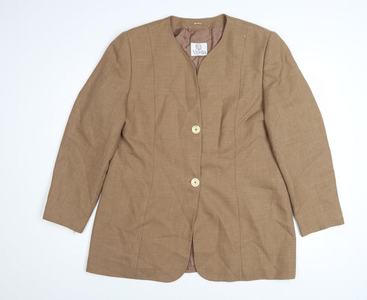 Viyella Women’s Brown Wool Blend Classic Blazer UK 16 Vintage Mid-Length