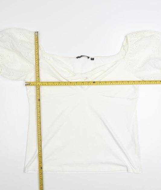 Dorothy Perkins Women's Ivory Puff Sleeve Bow Blouse Size 20