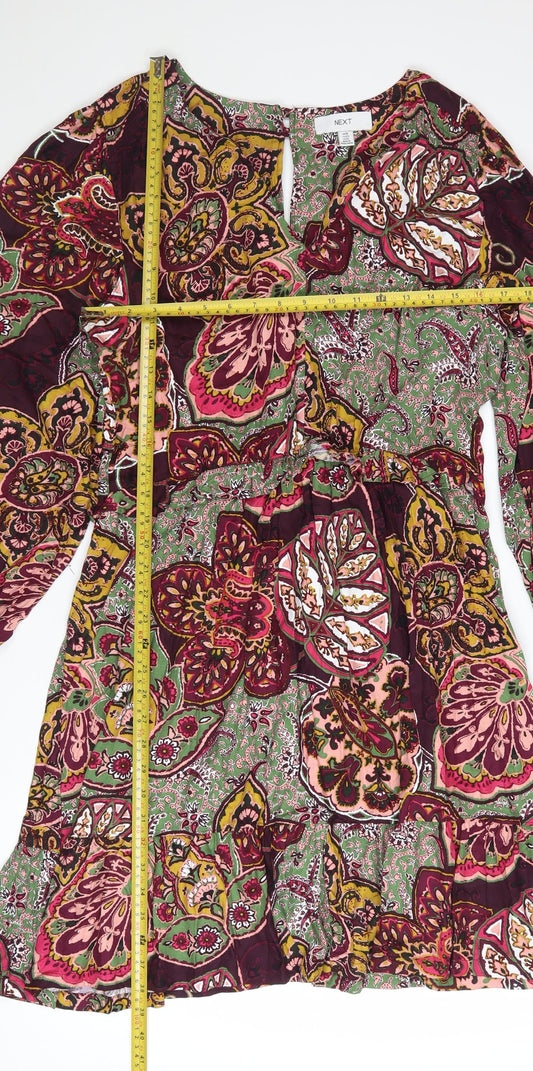 Next Womens Multicoloured Paisley A-Line Knee Length Dress Size 16