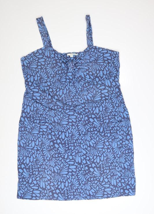 Boden Women Blue Floral Sleeveless Stretch Slip Dress Size 12