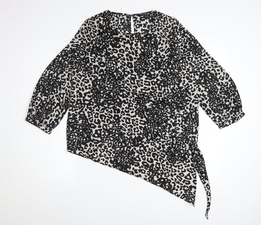 Debenhams Women's Black Animal Print Tunic Blouse Size 12