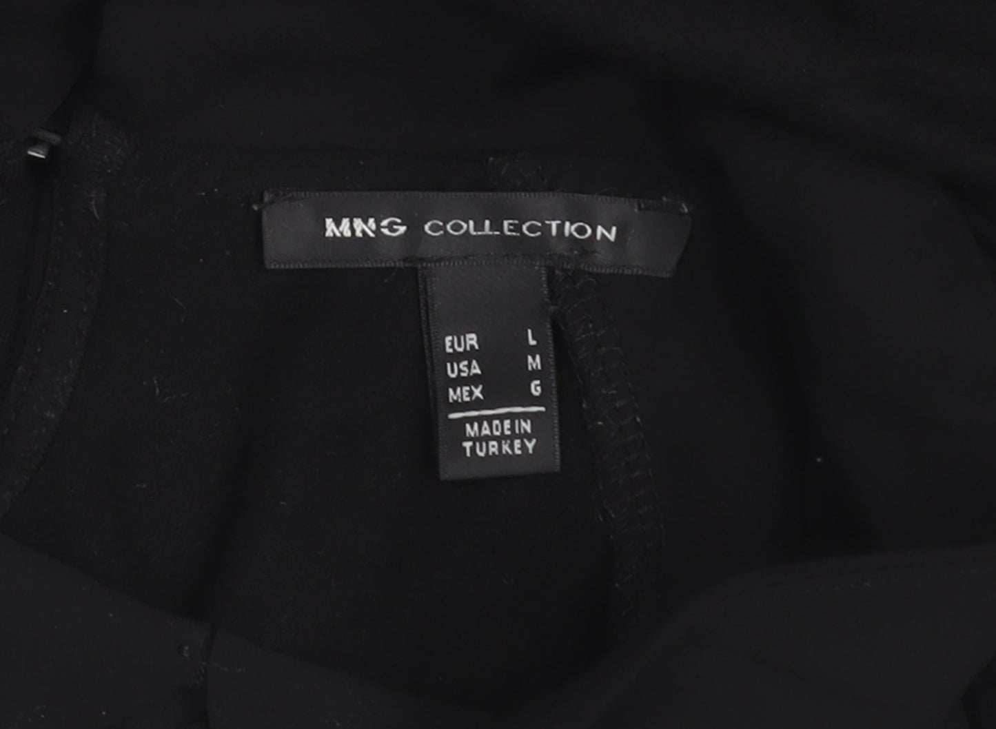 MNG Collection Women Black Collared Short Sleeve Blouse Size L