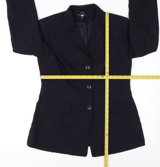 Ann Taylor Women's Navy Blue Wool Blend Blazer Size 14 Single-Breasted