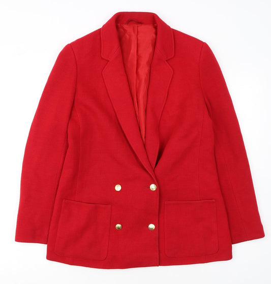 Marks and Spencer Women's Red Wool Blend Double-Breasted Blazer UK 12