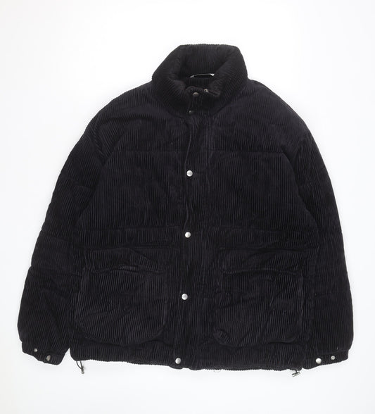 Zara Women Black Corduroy Puffer Jacket Size M