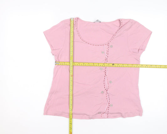 Marks and Spencer Per Una Women Pink Short Sleeve Cotton T-Shirt Size 18