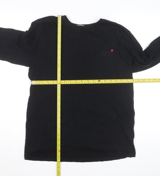 Superdry Men's Black Long Sleeve Cotton Crew Neck Top XL