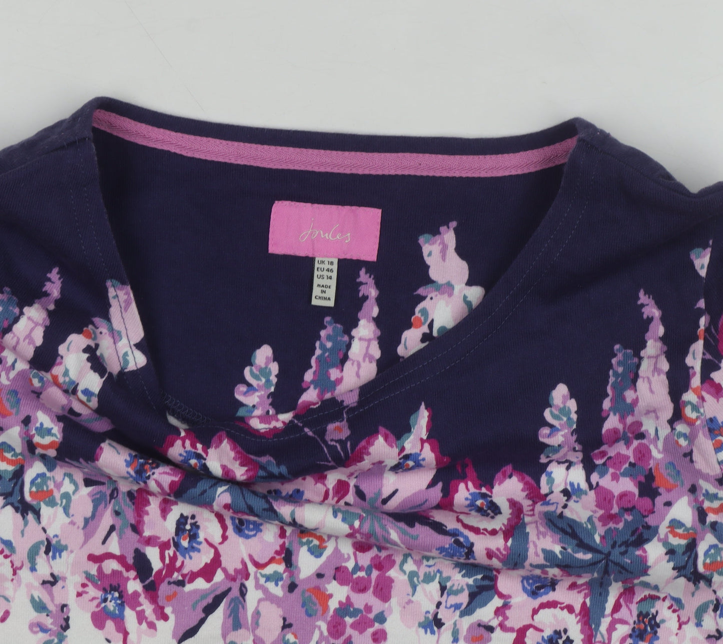 Joules Womens Multicoloured Floral Polka Dot Cotton 3/4 Sleeve T-Shirt Size 18