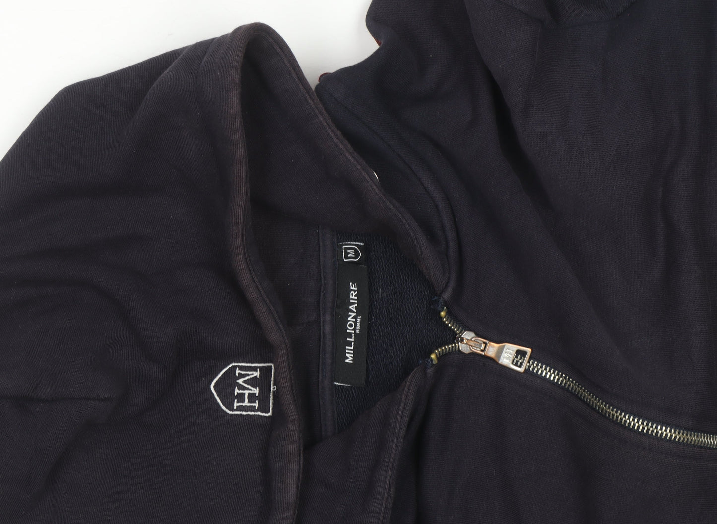 Millionaire Homme Men's Black Full Zip Hoodie M Logo Trim