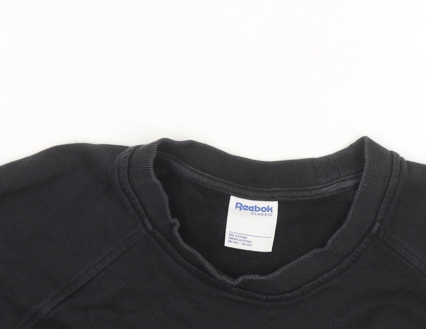 Reebok Unisex Black Medium Pullover Crew Neck Logo Sweatshirt