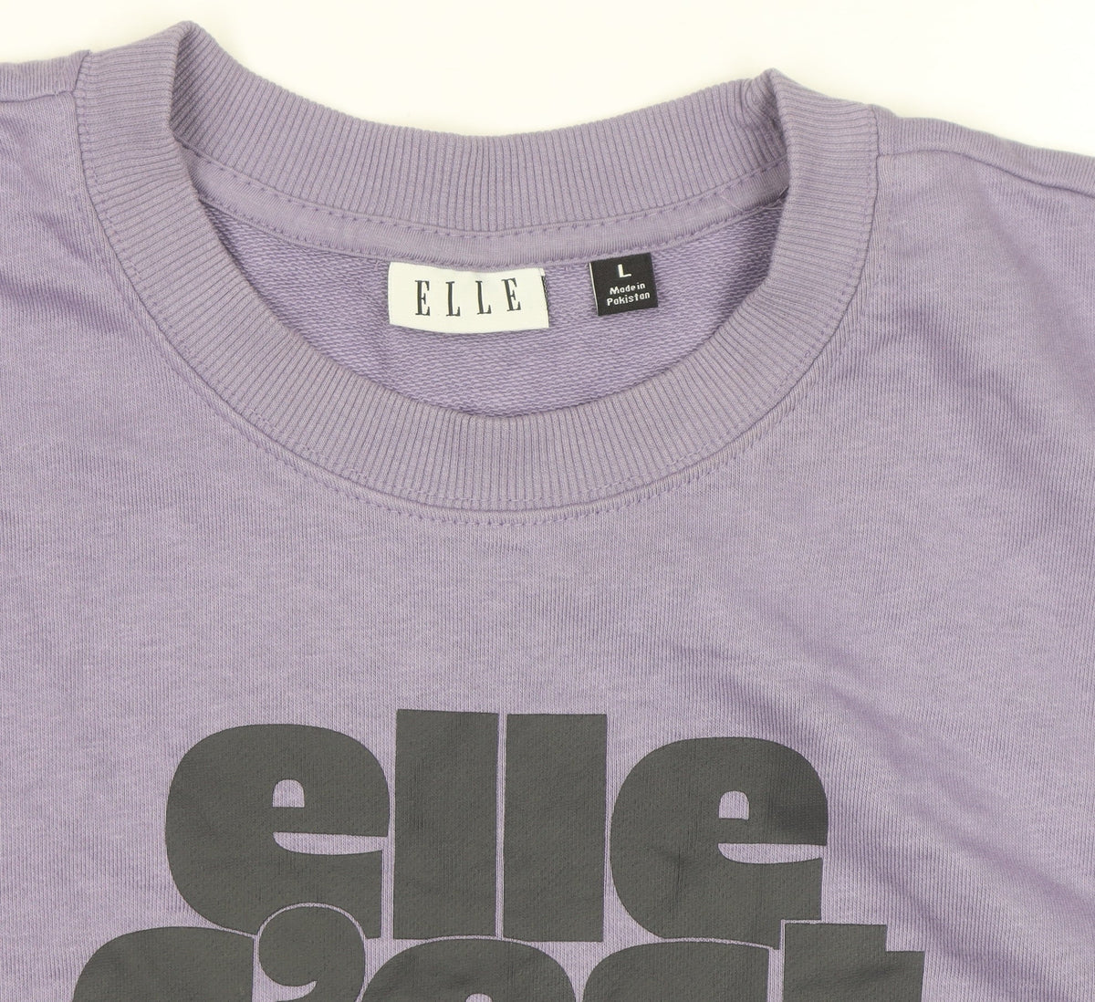 Additional view of ELLE unisex adults purple graphic print crew neck sweatshirt l