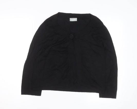 Wallis Women Black Size 12 Button Knit Cardigan Jumper
