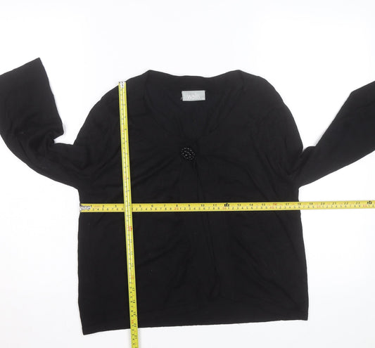 Wallis Women Black Size 12 Button Knit Cardigan Jumper