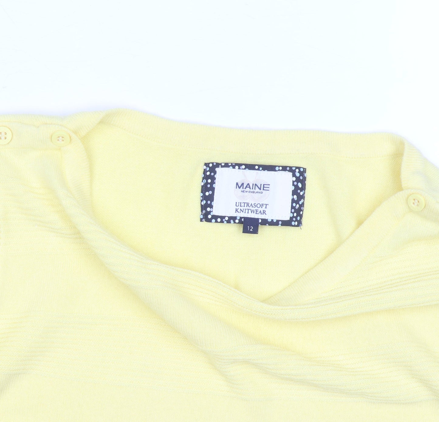 Maine New England Women's Yellow Crew Neck Jumper Size 12 Cotton Knit