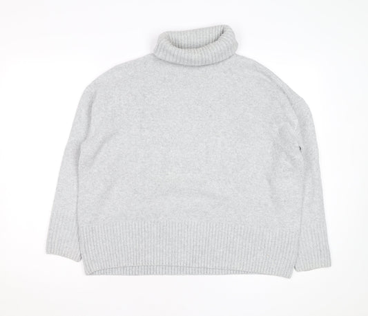Additional front view of & Other Stories unisex grey roll neck wool alpaca jumper xs