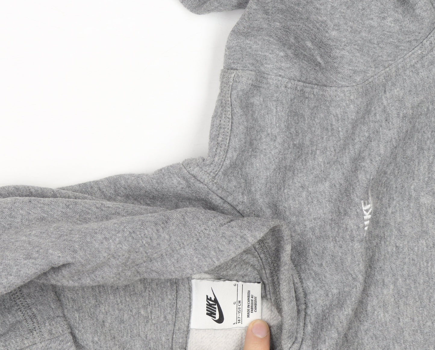 Nike Boys Grey Pullover Hoodie Sz 12-13 Years Cotton Blend Logo