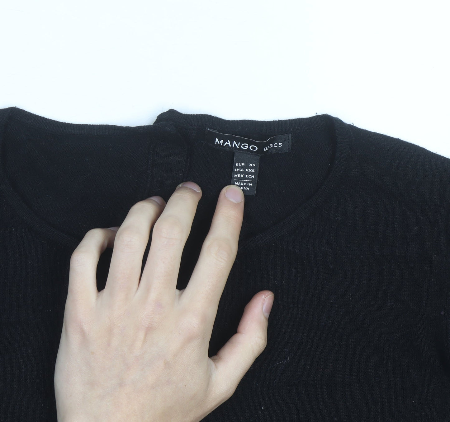 Mango Women Black XS Crew Neck Knit Pullover Jumper