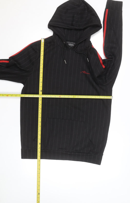BoohooMAN Men’s Black Striped Pullover Hoodie Size M