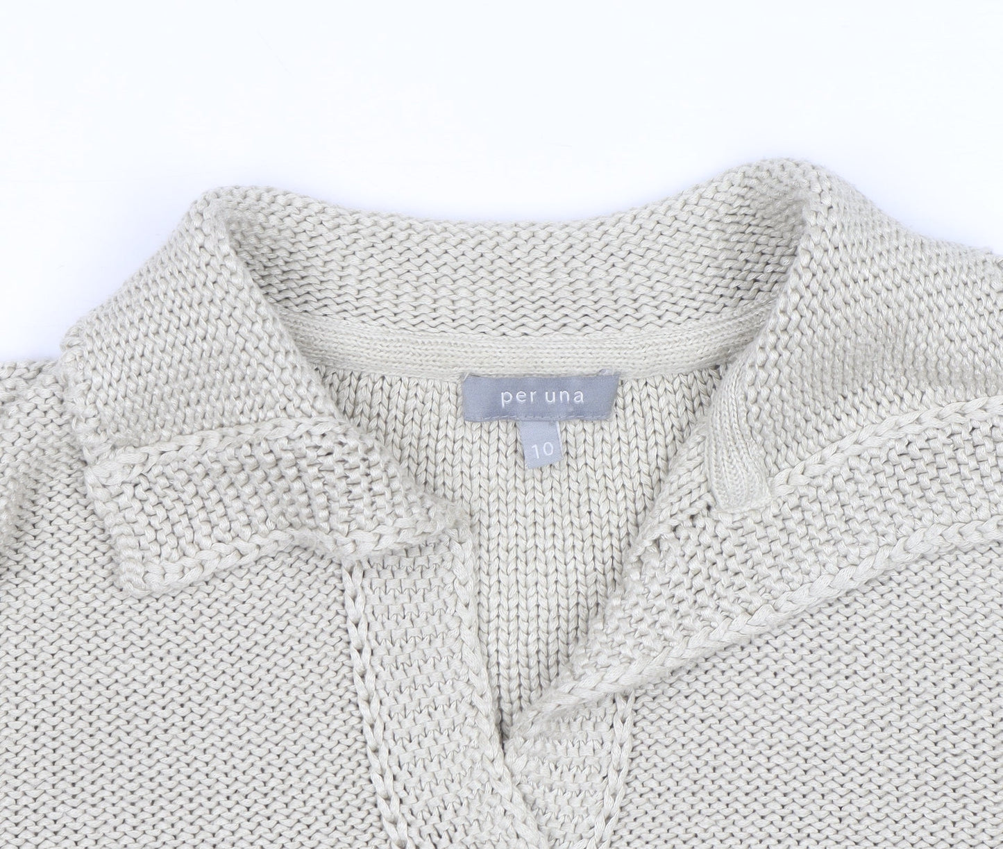 Marks and Spencer Per Una Women Beige Cotton Button Cardigan Size 10