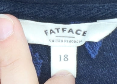 FatFace Women's Blue Floral Tunic Blouse Size 18 Short Sleeve
