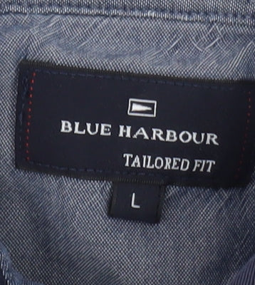 Marks and Spencer Blue Harbour Men's Blue Colourblock Polo Shirt L