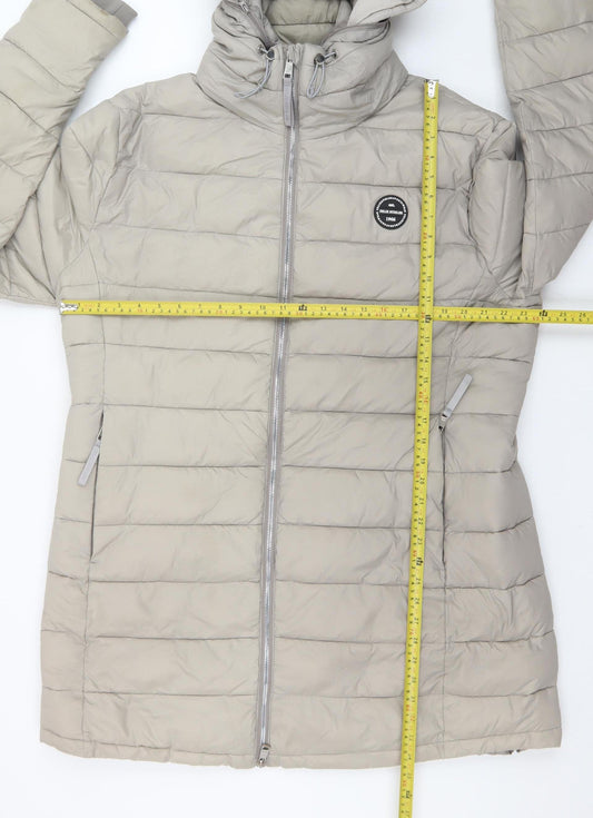 Felix Bühler Women Grey Hooded Puffer Jacket Size XL Nylon