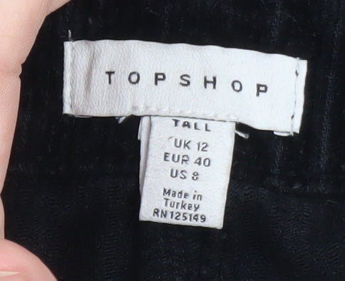 Topshop Women’s Black Corduroy Short Skirt UK 12 Tall